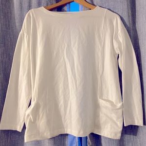 Bateau-Neck Long-Sleeve Jersey Pocket Top